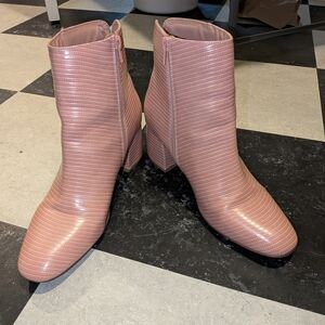 Textured Pink Ankle Boots